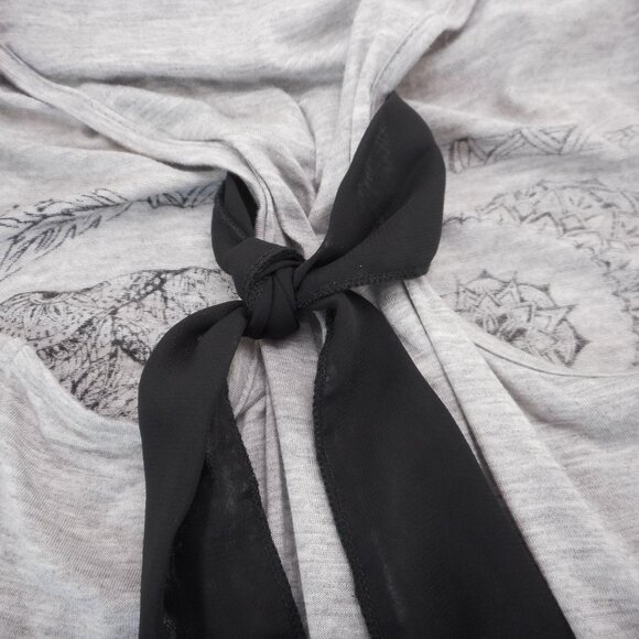 Raggs II Riches Juniors M Tank Top Gray Scarf Tie-Back Elephant Moon Sun Print - Picture 7 of 10